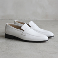 Handmade White Leather Penny Loafers