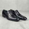 Handmade Dark Brown & Black Alligator Print Penny Loafers