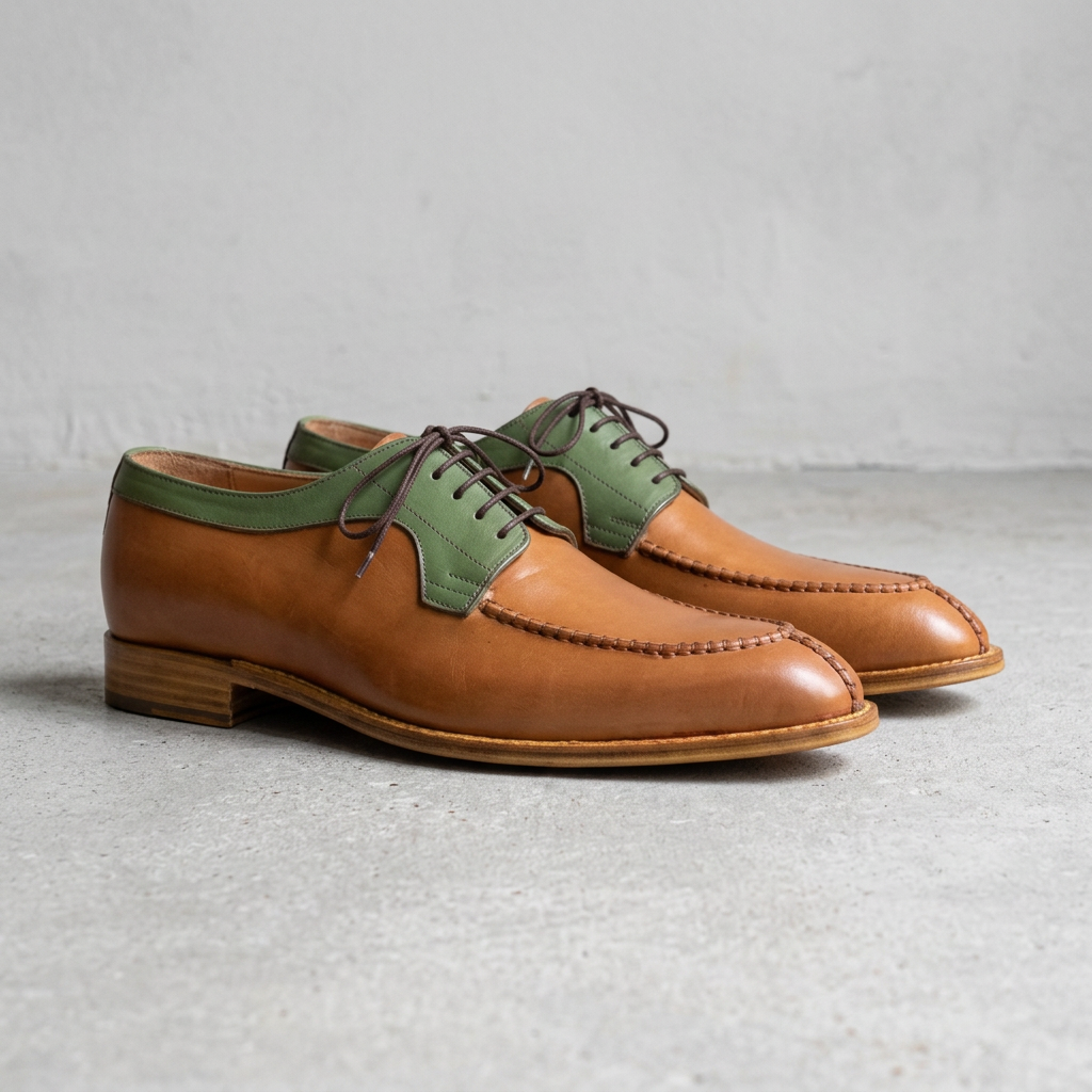 Handmade Two-Tone White & Navy Spectator Shoes