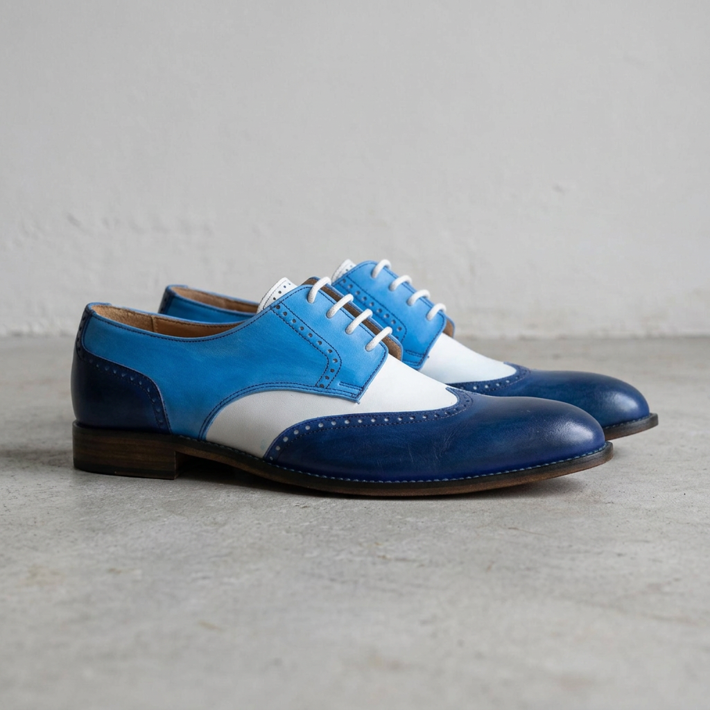 Handmade Three-Tone Wingtip Oxford Shoes