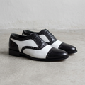 Handmade Two-Tone White & Black Cap-Toe Oxford Shoes