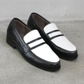 Handmade Two-Tone Black & White Leather Penny Loafers