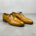 Handmade Tan Leather Wingtip Brogue Shoes