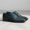 Handmade Blue Python Texture Wholecut Shoes