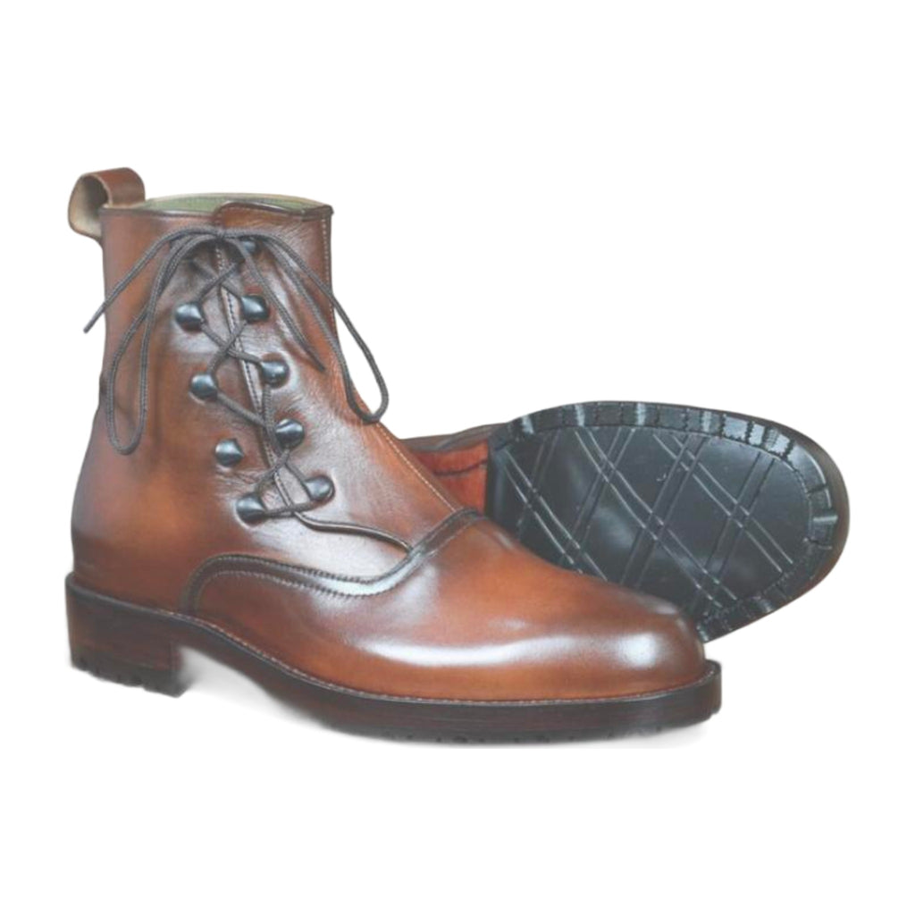 Leather Side Lace-Up Ankle Boots II