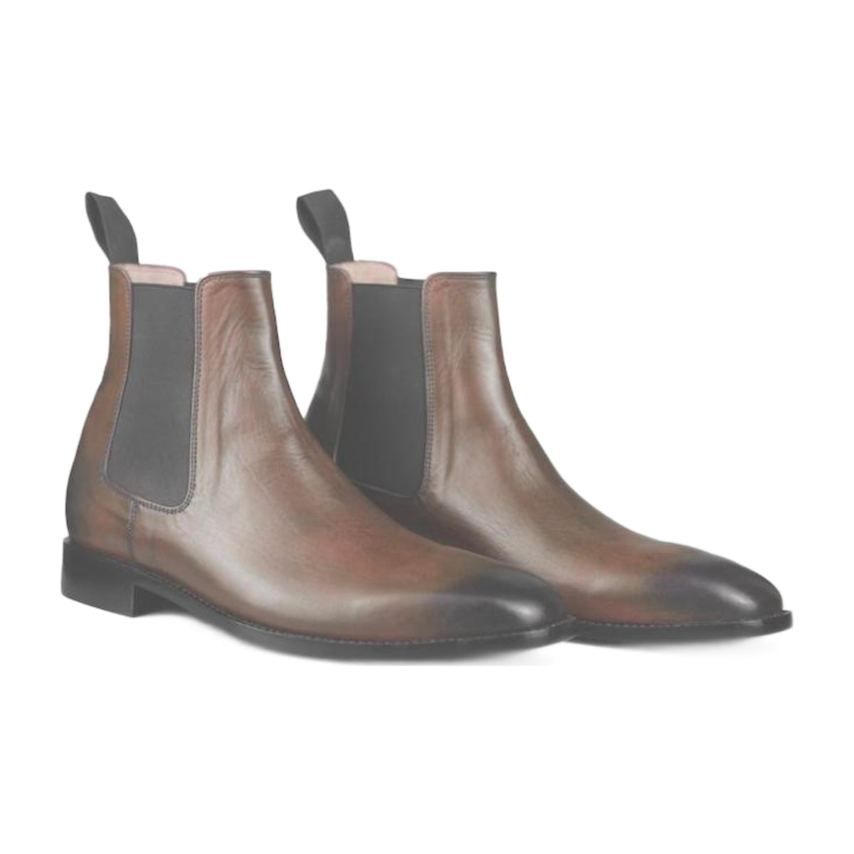 Leather Two-Tone Burnish Chelsea Boots