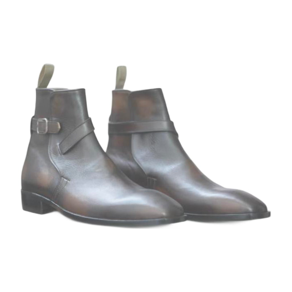 Leather Burnished Buckle Jodhpurs Boots