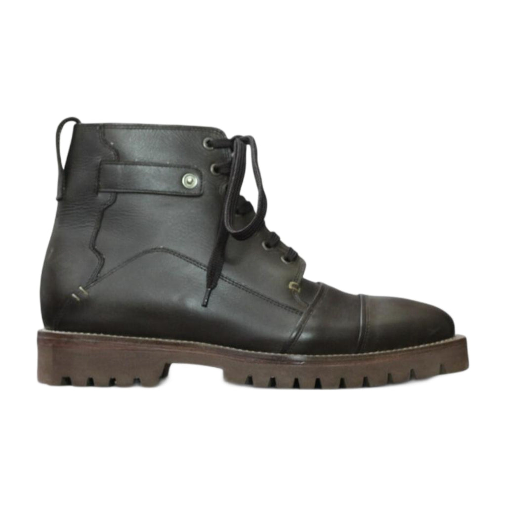 Leather Buckle-Strap Cap-Toe Boots
