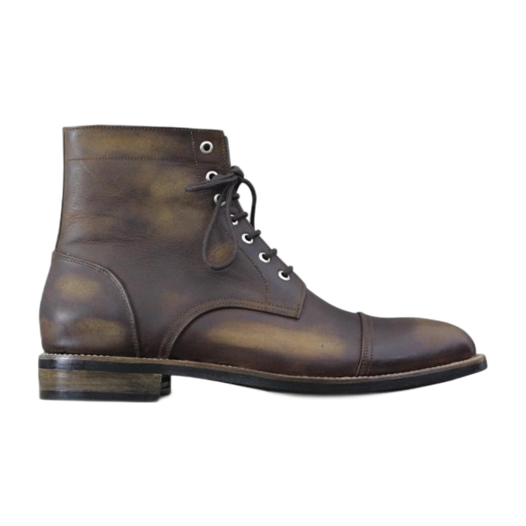 Handmade Leather Cap-Toe Ankle Boots