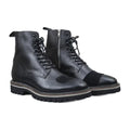 Leather Cap-Toe Lace-Up Ankle Boots