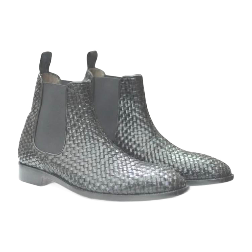 Woven Leather Chelsea Boots