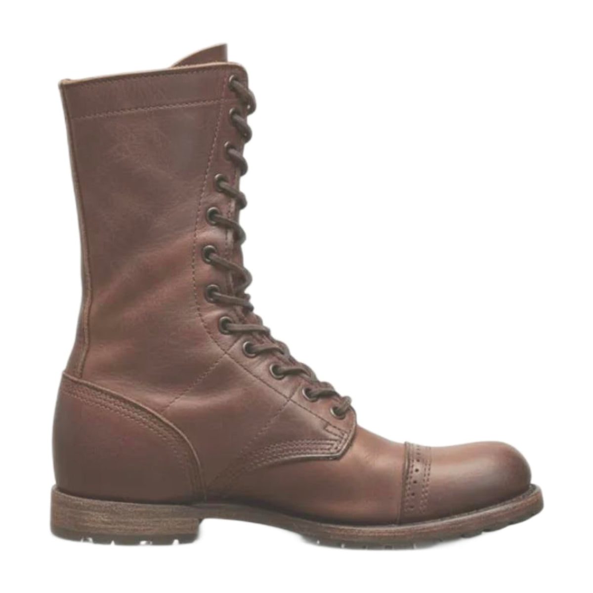 Leather Derby Combat Boots with Cap Toe