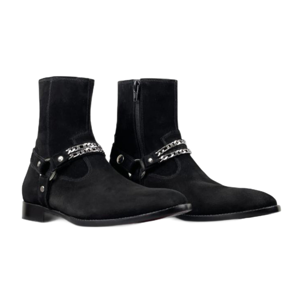 Handmade Suede Full Grain Harness Boots
