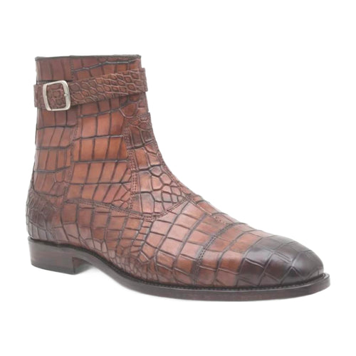 Alligator Print Leather Jodhpurs Boots