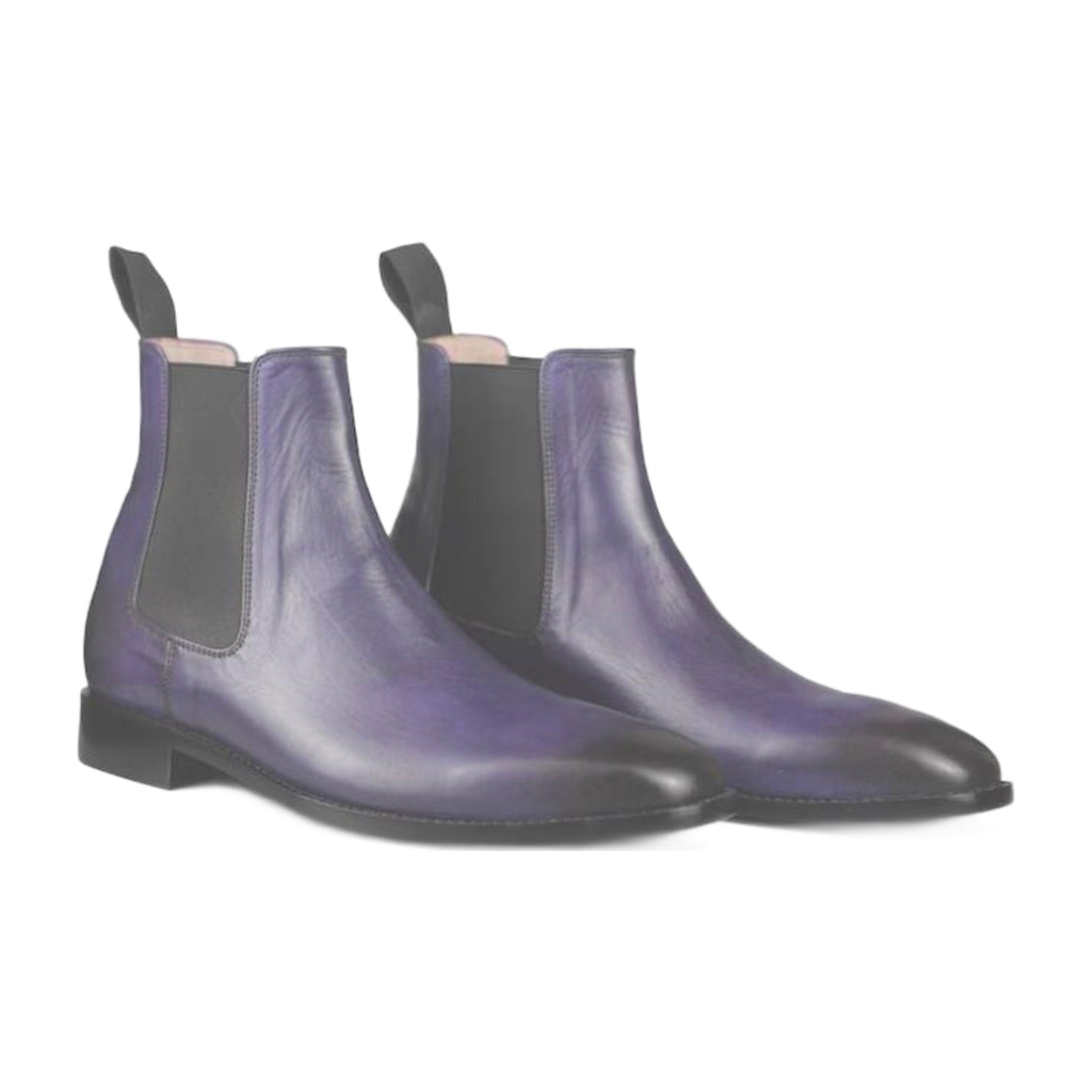 Leather Two-Tone Burnish Chelsea Boots