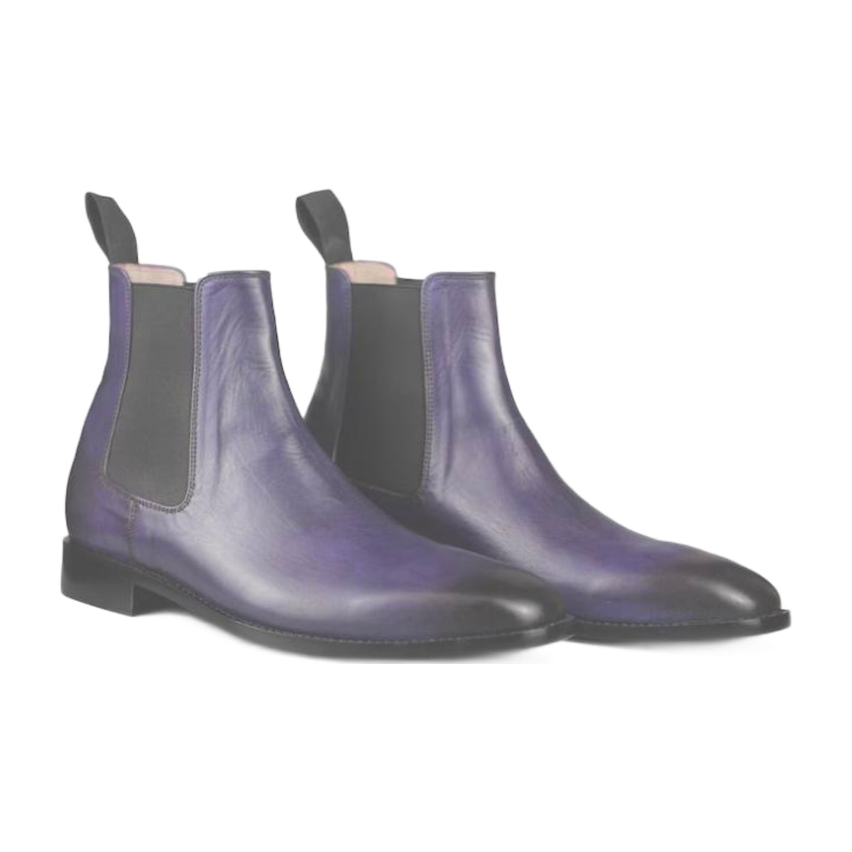Leather Two-Tone Burnish Chelsea Boots