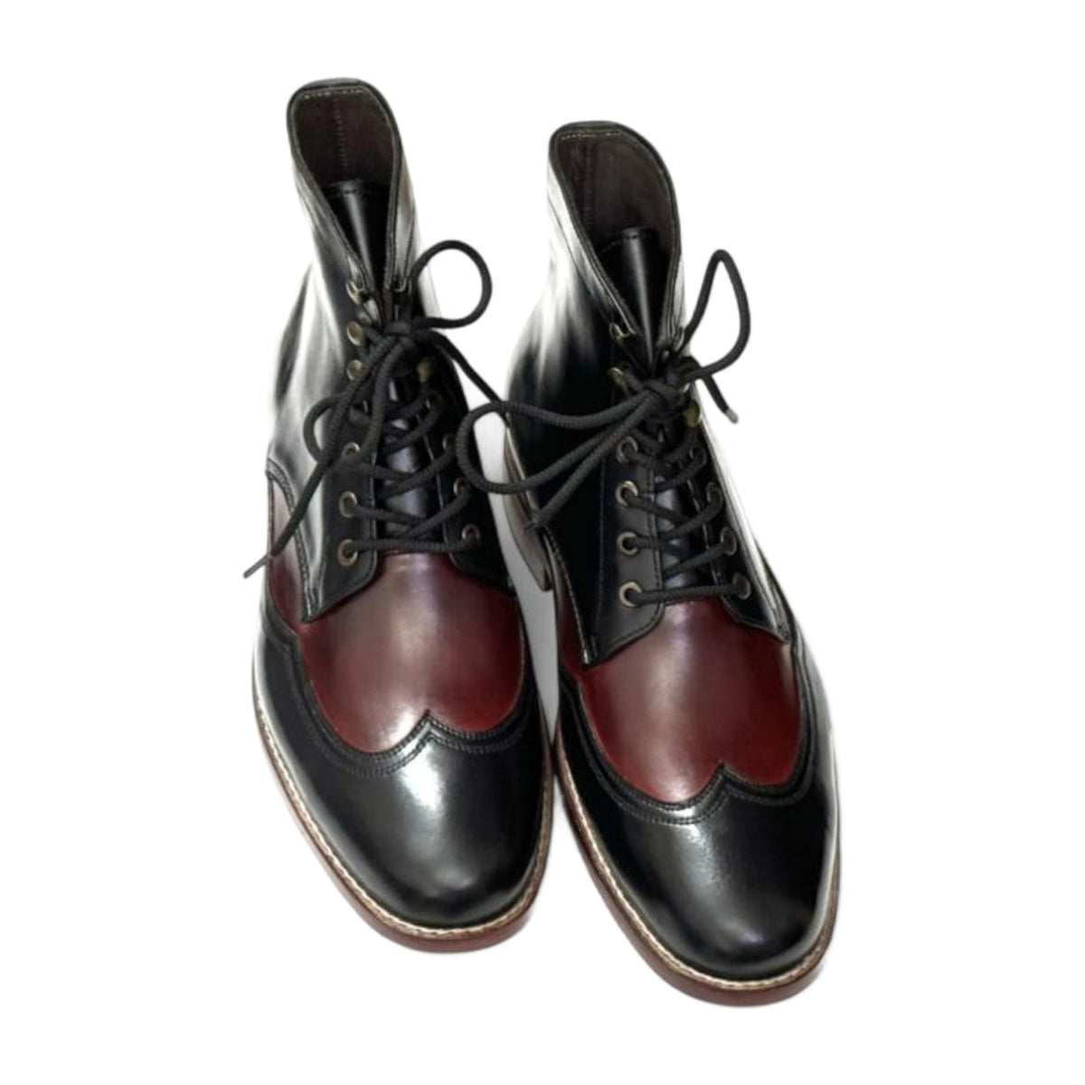 Handmade Two-Tone Wingtip Leather Boots
