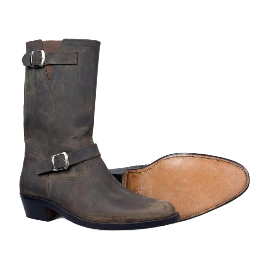 Handmade Distressed Leather Harness Engineer Boots