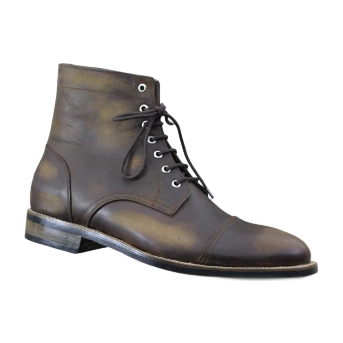 Handmade Leather Cap-Toe Ankle Boots