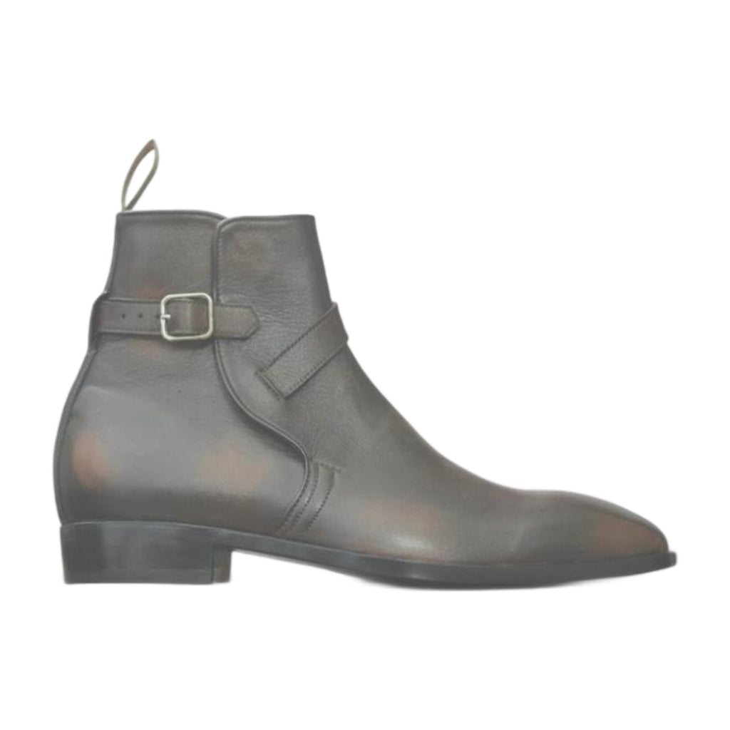 Leather Burnished Buckle Jodhpurs Boots