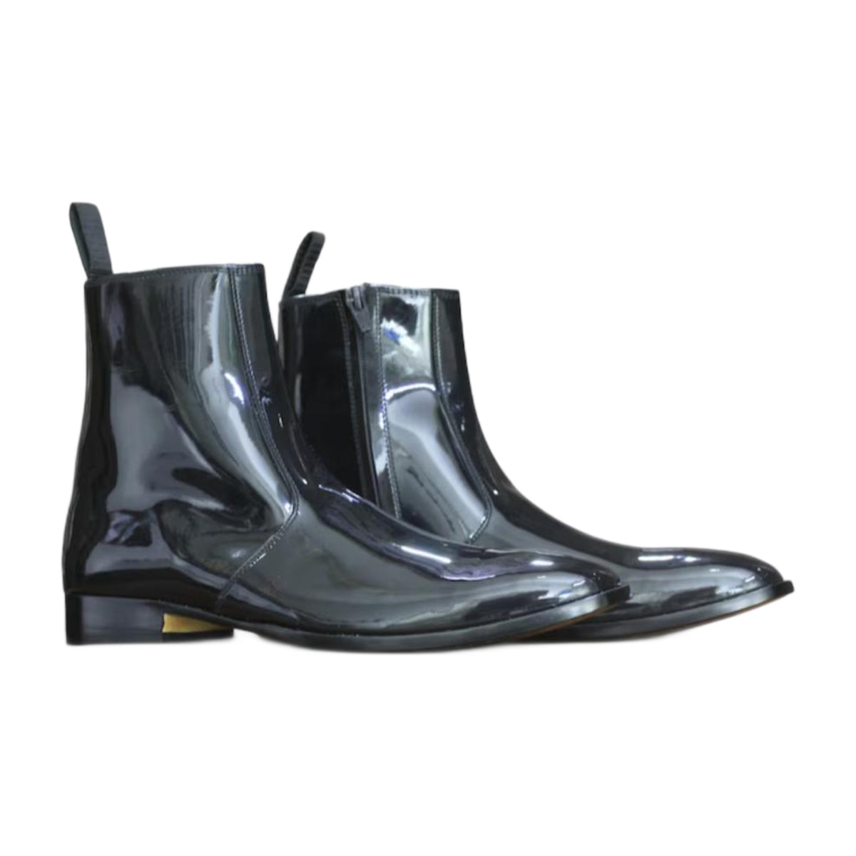 Patent Leather Side-Zip Ankle Boots