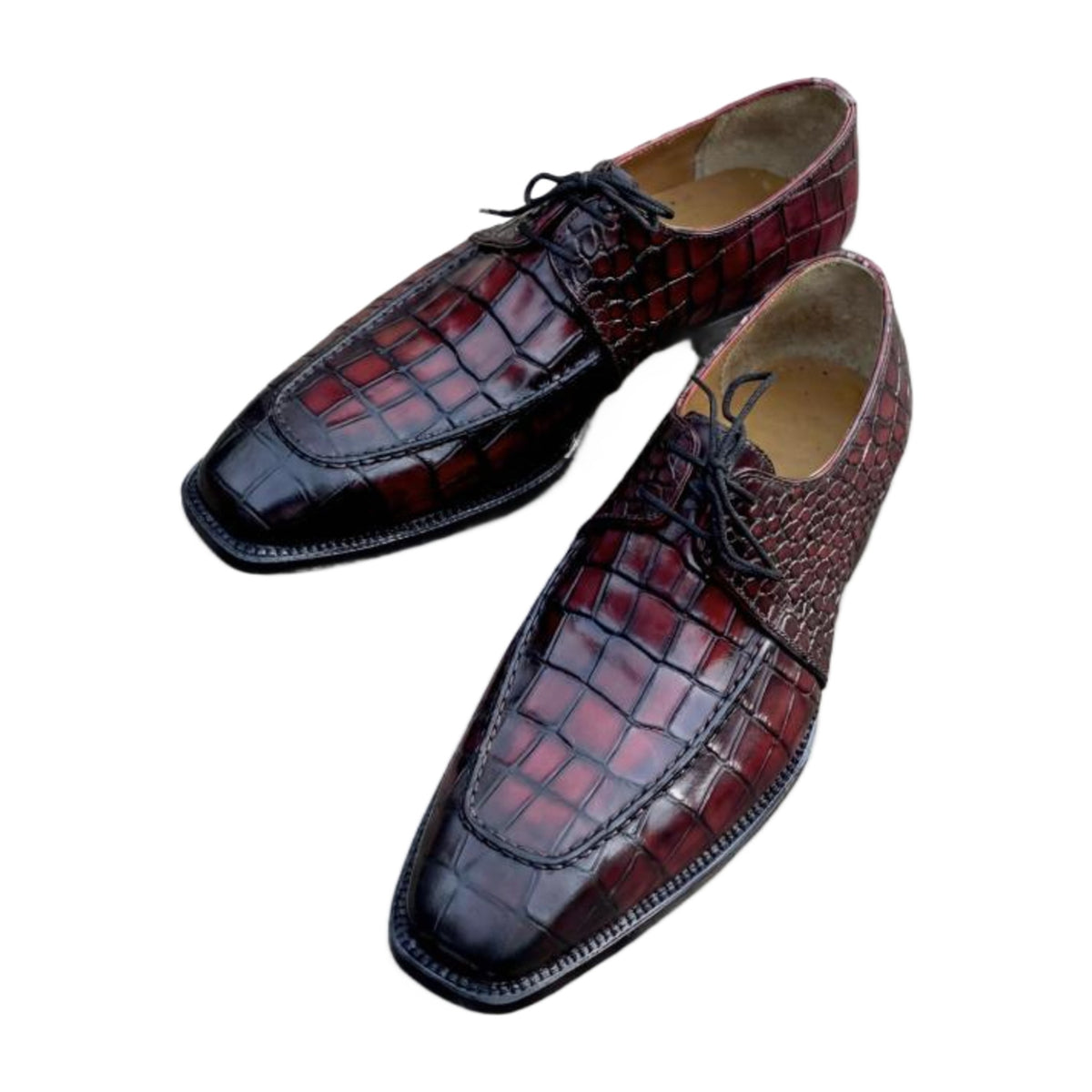 Handmade Alligator Leather Split-Toe Derby Shoes