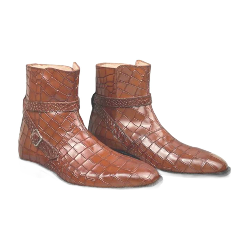Alligator Print Buckle Jodhpurs Boots