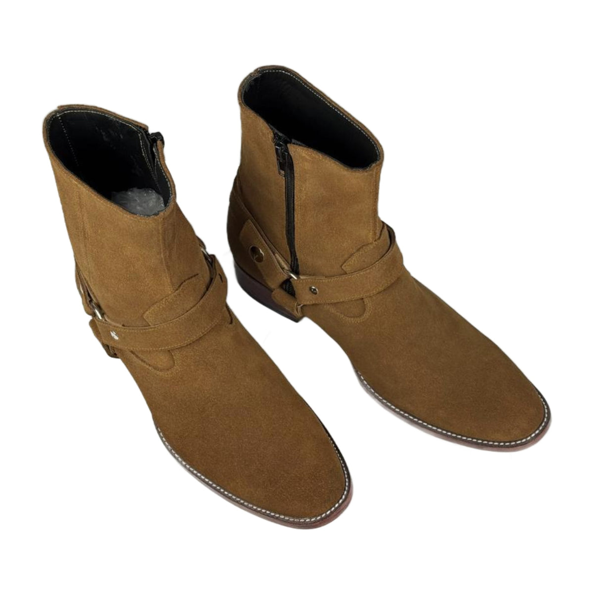 Handmade Suede Harness Ankle Boots