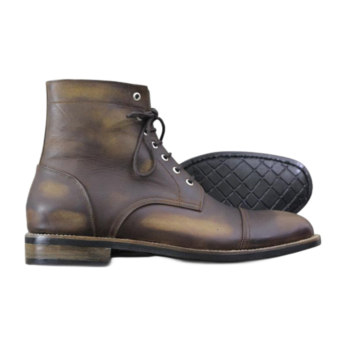 Handmade Leather Cap-Toe Ankle Boots