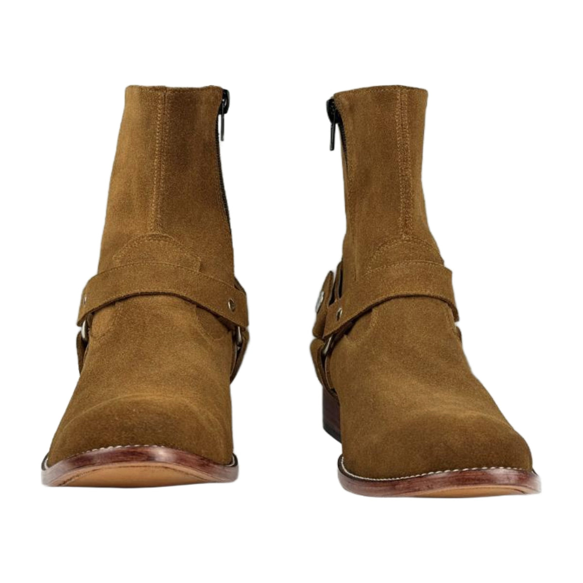 Handmade Suede Harness Ankle Boots