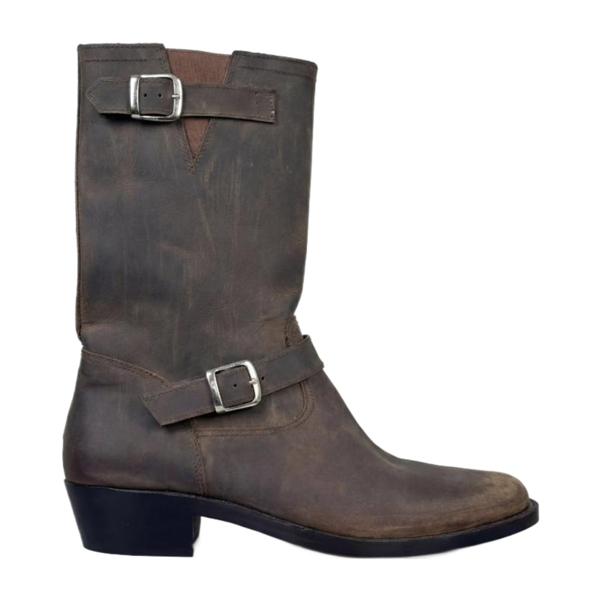 Handmade Distressed Leather Harness Engineer Boots