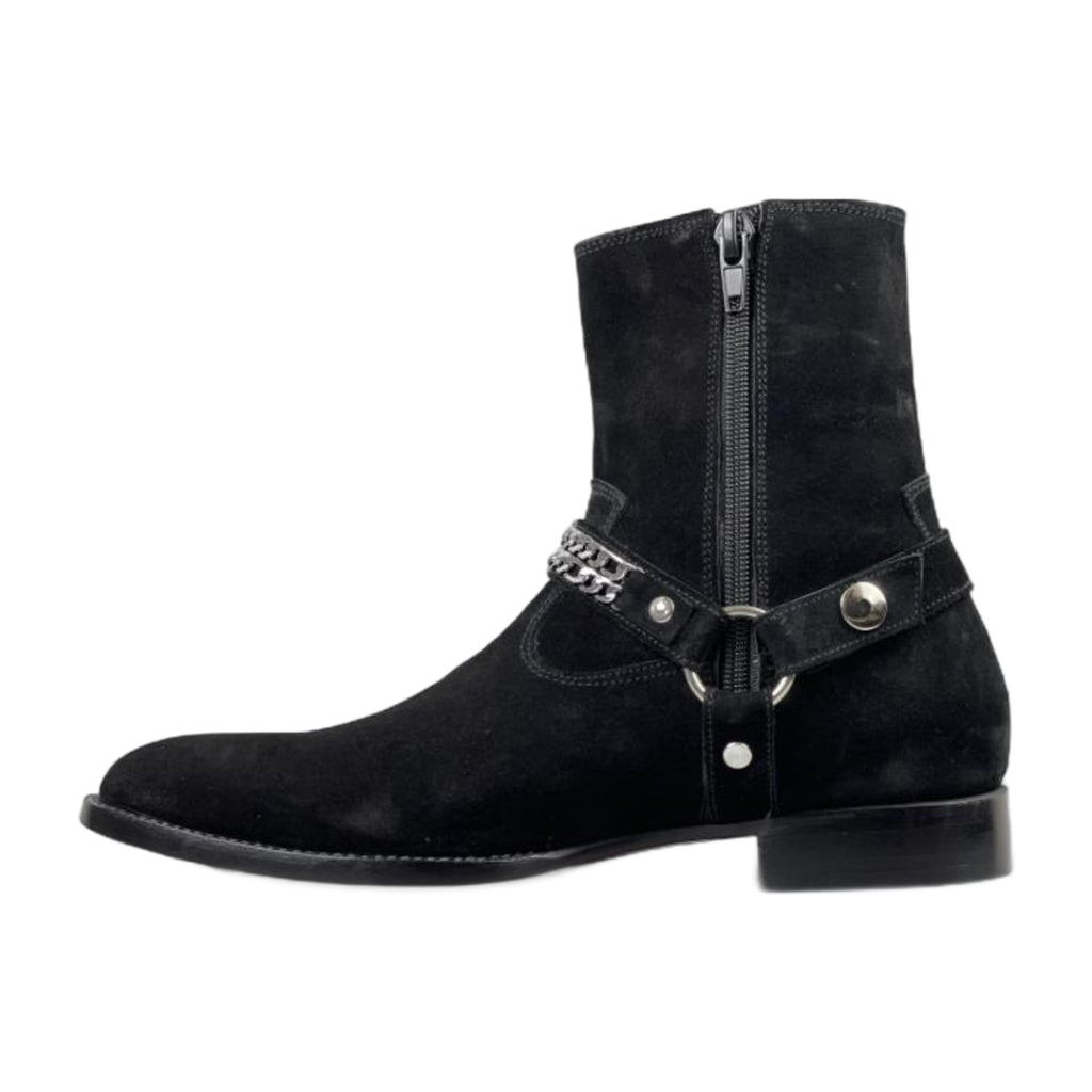 Handmade Suede Full Grain Harness Boots