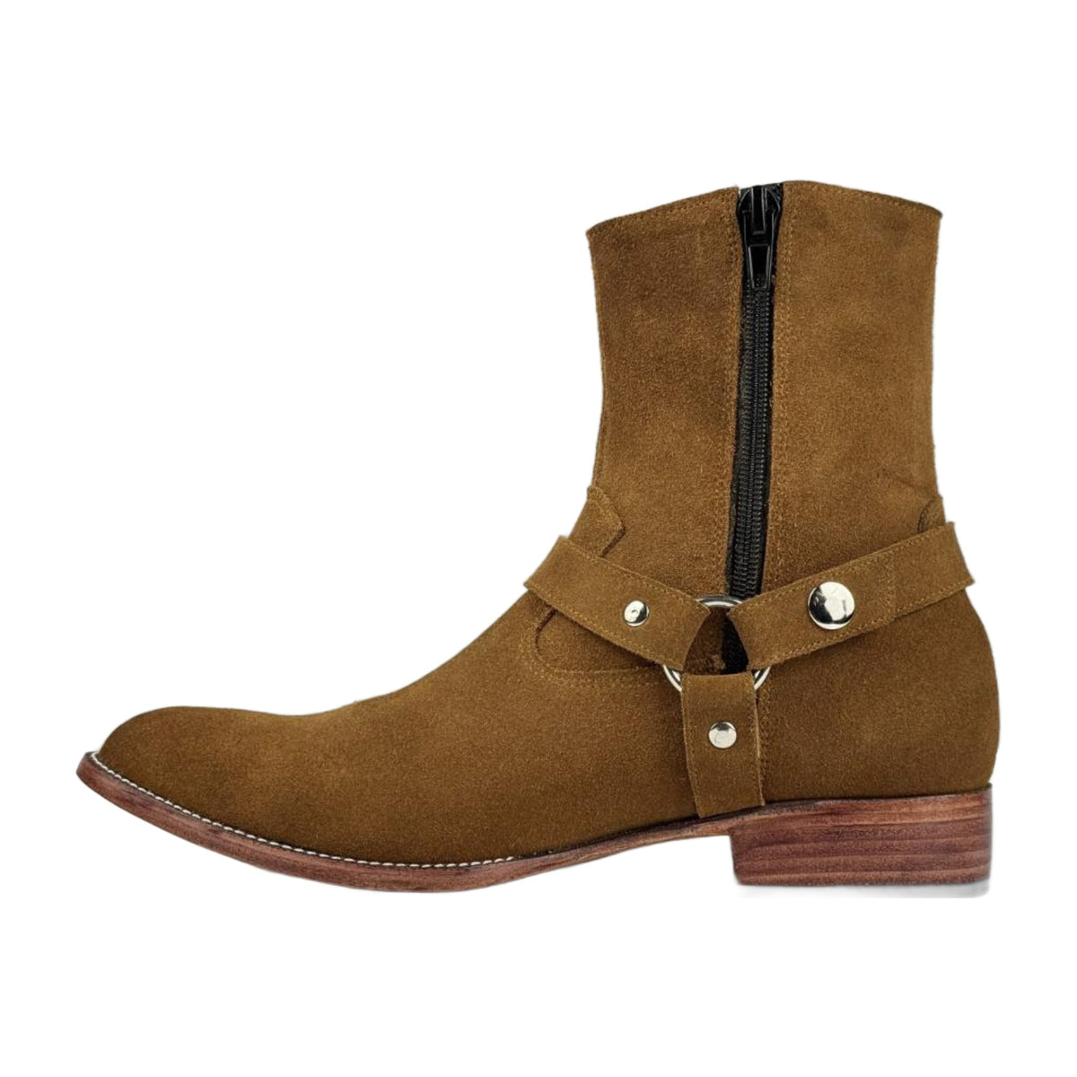 Handmade Suede Harness Ankle Boots