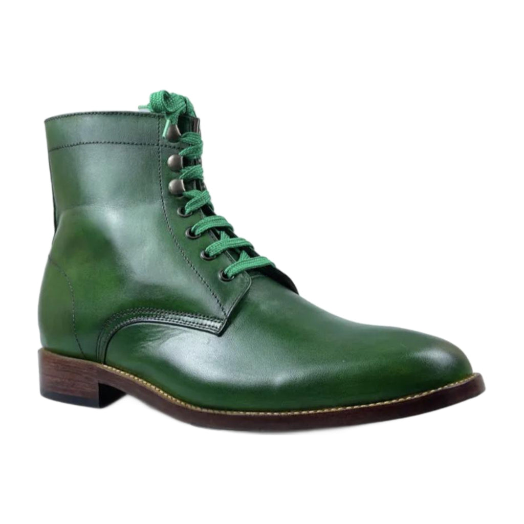 Leather Ankle-High Lace-Up Boots