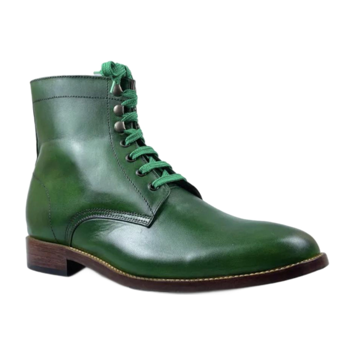 Leather Ankle-High Lace-Up Boots