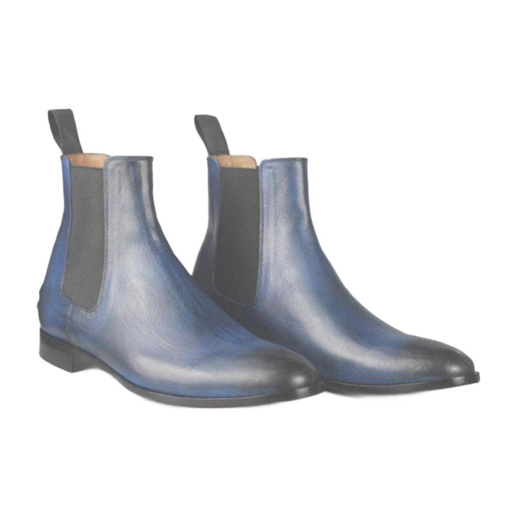 Leather Two-Tone Burnish Chelsea Boots