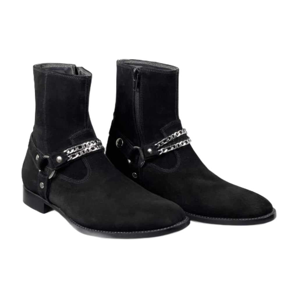 Handmade Suede Full Grain Harness Boots
