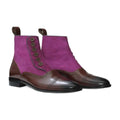 Suede & Leather Button-Top Boots