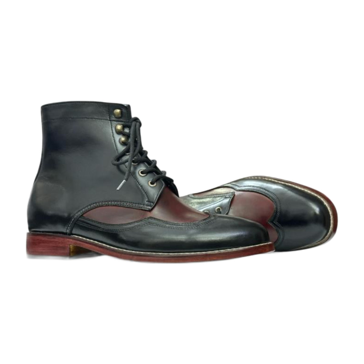 Handmade Two-Tone Wingtip Leather Boots