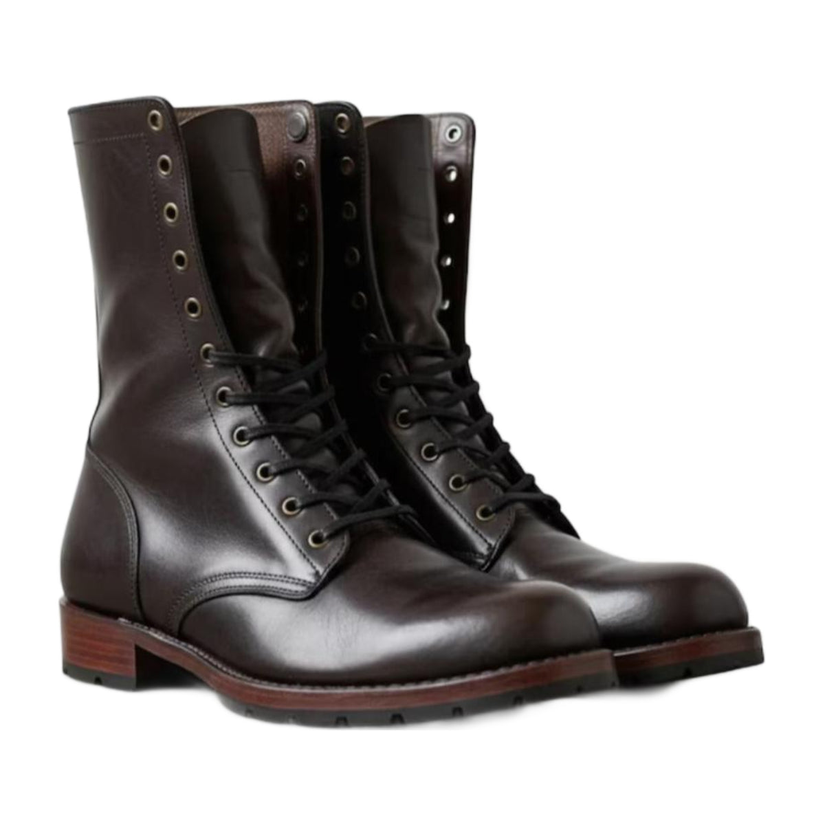 Leather Tall Lace-Up Combat Boots