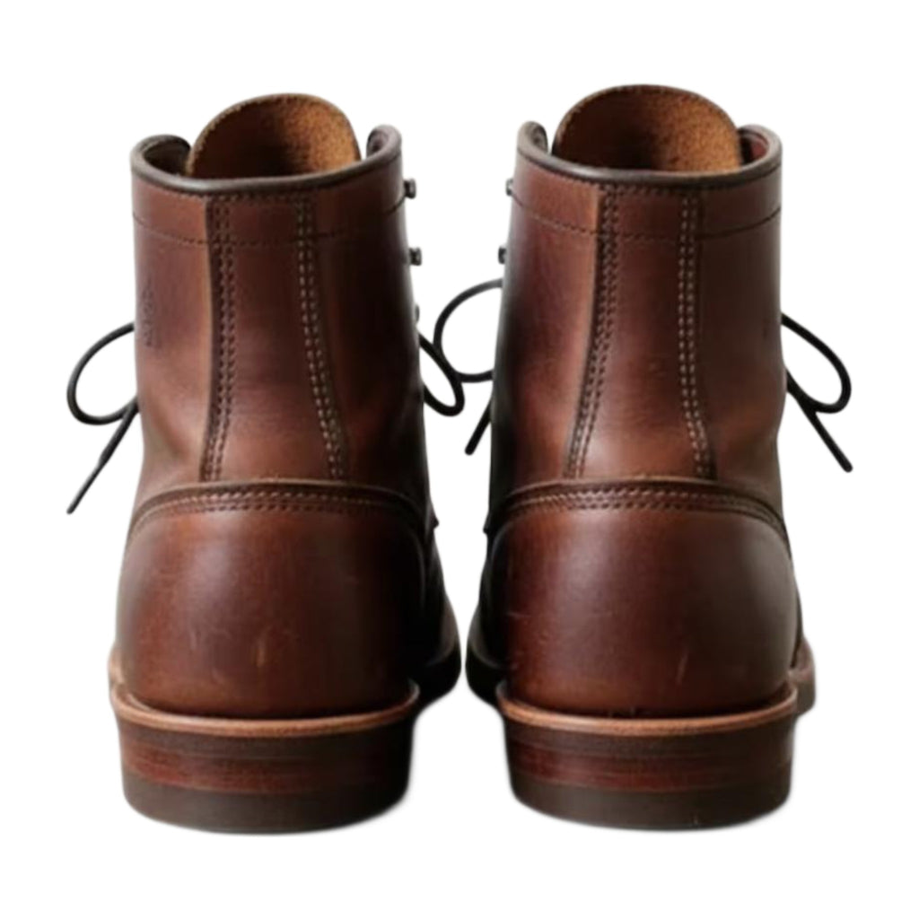 Leather Cap-Toe Lace-Up Combat Boots
