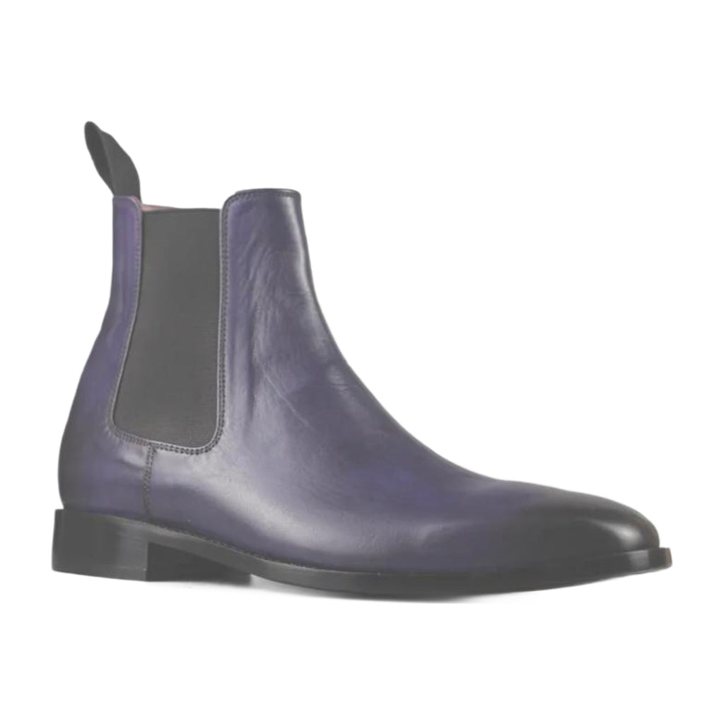 Leather Two-Tone Burnish Chelsea Boots