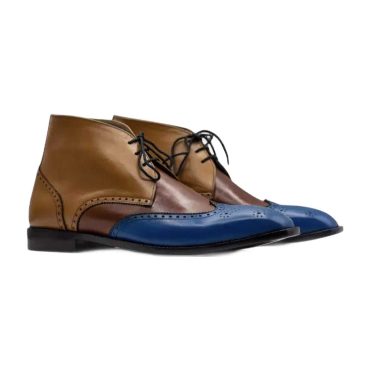 Three-Tone Lace-Up Chukka Boots