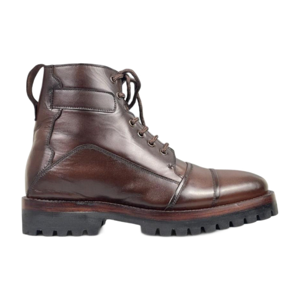 Leather Cap-Toe Ankle Combat Boots