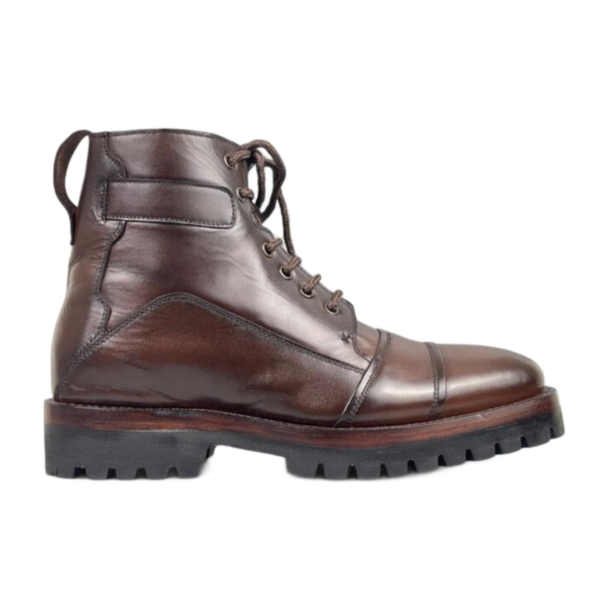 Leather Cap-Toe Ankle Combat Boots