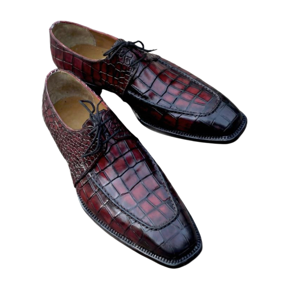 Handmade Alligator Leather Split-Toe Derby Shoes