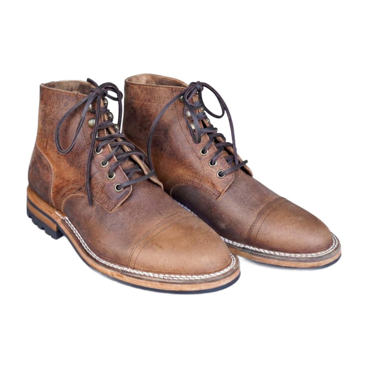 Handmade Leather Cap-Toe Work Boots