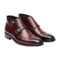 Handmade Leather Brogue Double Monk Strap Boots