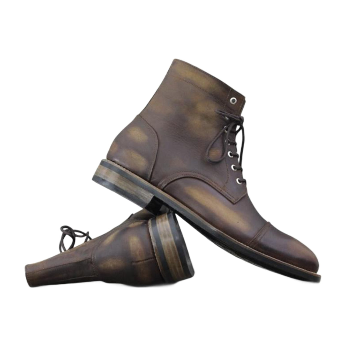 Handmade Leather Cap-Toe Ankle Boots