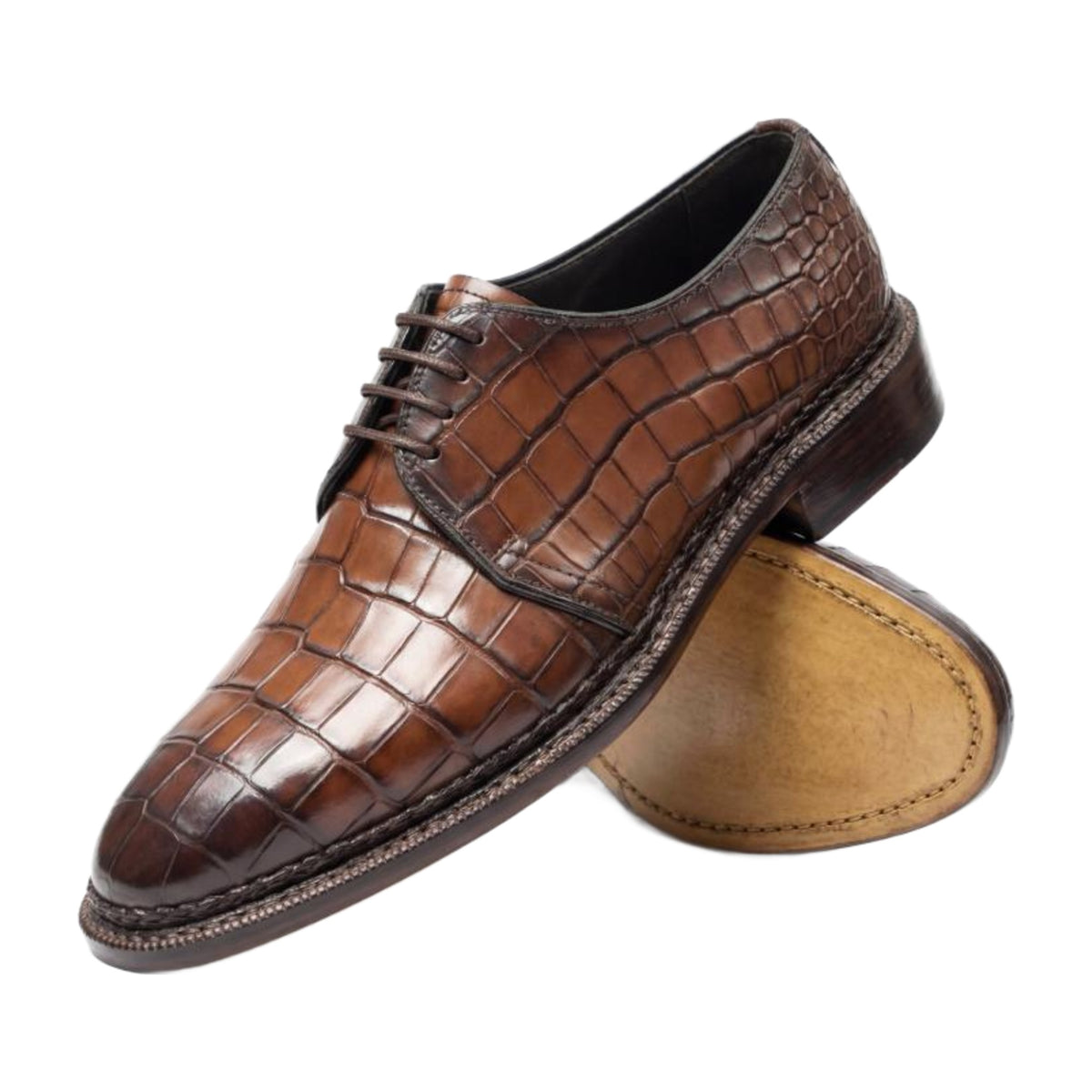 Handmade Crocodile Leather Derby Shoes